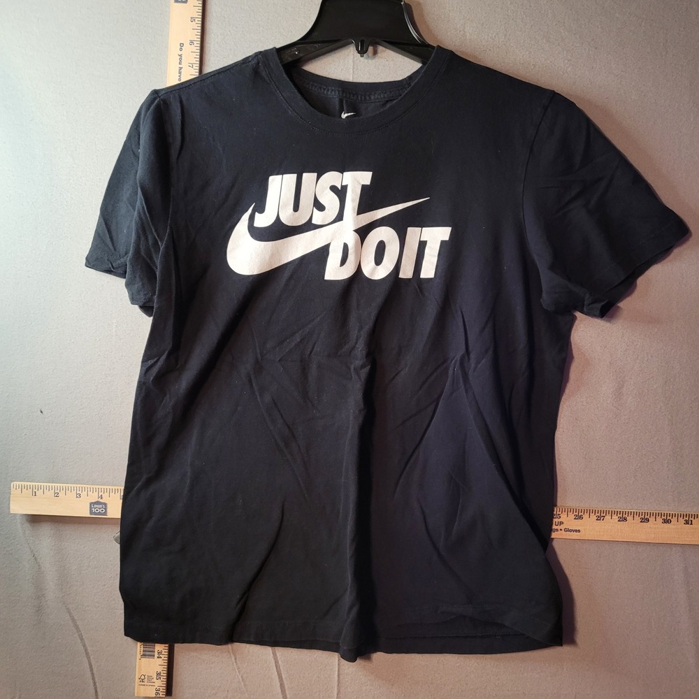 Nike Mens Just Do It Graphic T-Shirt‎ Black White Swoosh Logo Large AR5006-010